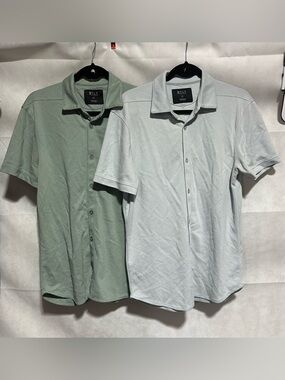 BYLT Premium Basics (2) Bayside Pique Oxford Shirt Sz M Button Up Short Sleeve